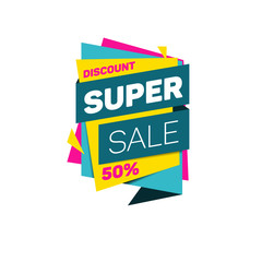 Special offer super sale tag discount banner. Retail sticker. Si
