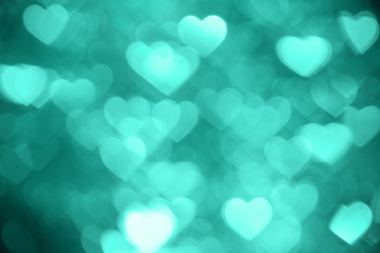 emerald heart bokeh background photo, abstract holiday backdrop