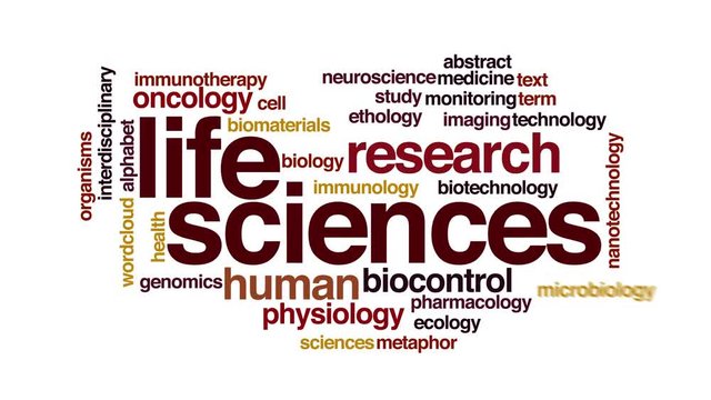 Life sciences animated word cloud.