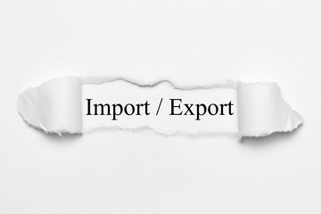 Import / Export auf weißen gerissenen Papier