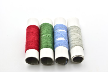 Colorful Sewing thread isolate on whith background