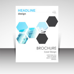 Naklejka premium Business annual report brochure design vector illustration. Business presentation, poster, cover, booklet, banner, leaflet, flyer, newsletter, magazine, publication, landing page layout template