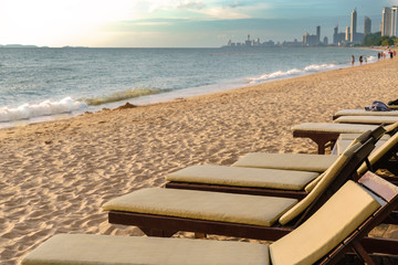 Beach bed on sea view for vacation from Pattaya Thailand