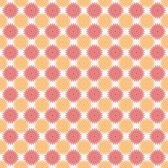 Abstract seamless background pattern with delicate pink and yellow pastel ornaments isolated on the white (transparent) fond. Vector illustration eps