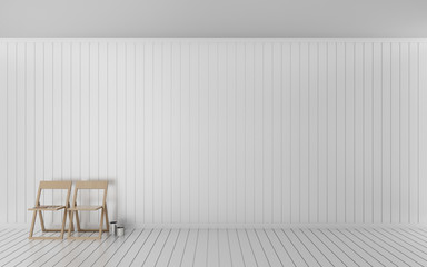 white wooden room 3d rendering