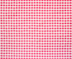 Red and white gingham tablecloth texture background.