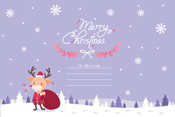 Fototapeta na wymiar Cute Christmas deer character vector illustration.