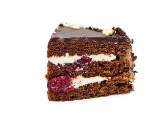 Piece of chocolate cherry cake