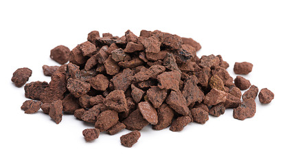 Heap of natural iron ore isolated on white background.