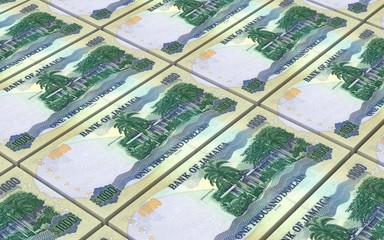 Jamaican dollar bills stacks background. 3D illustration
