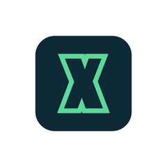 Letter X vector, logo. Useful as branding symbol, identity, alphabet element, square app icon, clip art and illustration.