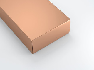 Close up Gold Box on white background. 3d rendering