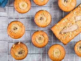 Baking with banana at home. Top view