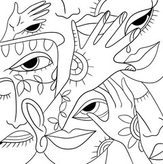 abstract with decorated faces