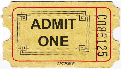Old vintage paper ticket with number