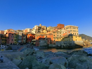Fototapeta na wymiar Italian Cinque Terre colorful buildings at sunrise