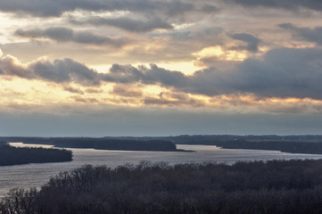 Sunset on Mississippi River