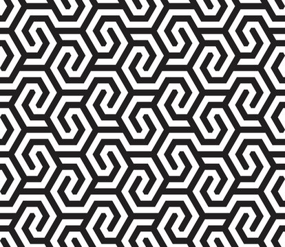 Vector seamless pattern. Modern stylish texture. Repeating geometric pattern of hexagons tiles with displacement.
