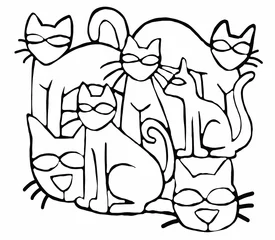 Papier Peint photo Autocollant Abstraction classique Résumé avec des chats