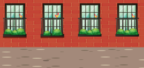 Scene with birds on balcony