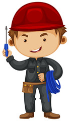 Electrician wearing safety hat