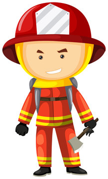 Fire fighter in safety uniform
