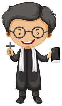 Priest holding bible and cross