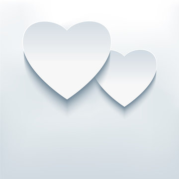 Stylish abstract background, two 3d hearts