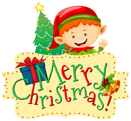Christmas theme with elf and christmas sign