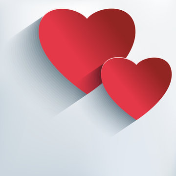 Stylish Valentines day background with 3d red hearts