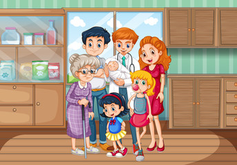 Doctor and family members at hospital