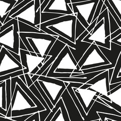 Fototapeta premium Geometryczny prosty czarno-biały wzór minimalistyczny, trójkąty lub witraże. Może być używany jako tapeta, tło lub tekstura.
