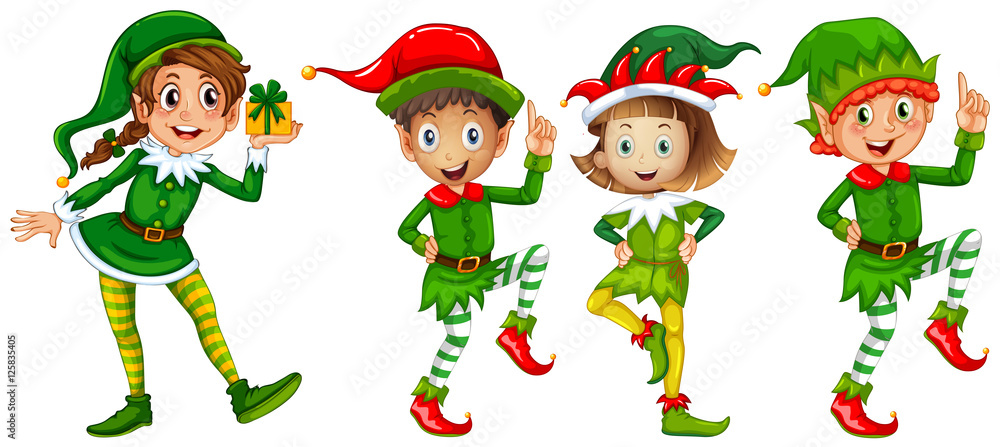 Canvas Prints christmas elf in green costume