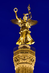 Victory column in the center of Berlin, Germany - 1. November 2016 - close up of the Victory angel on top of the column