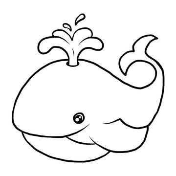 whale / cartoon vector and illustration, black and white, hand drawn, sketch style, isolated on white background.