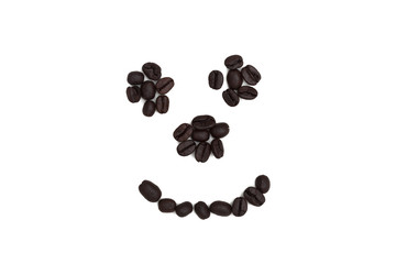 Smiley face made from coffee beans