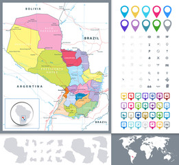 Paraguay Political Road Map and Map Pointers