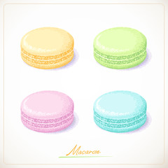 Colorful French Macarons, Sketch hand drawn on white background