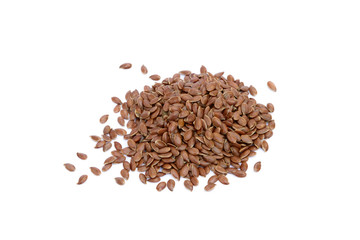 Pile of flax seed isolated on white background