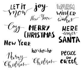 Set of Christmas lettering handwritten