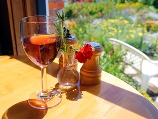 A quiet glass of Cabernet overlooking garden