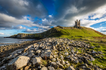 Dunstanburgh Castle remains, Northumberland, England