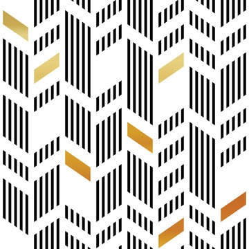 Seamless Gold and Black Chevron Pattern. Art Deco Abstract Backg