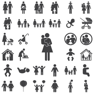 Mother and child vector symbol icon