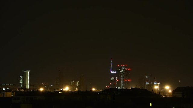 milano di notte, al tramonto,timelapse,