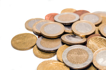 Euro Münzen isoliert auf weißen Hintergrund 