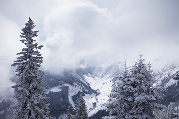Foggy mountains in Austrian Alps