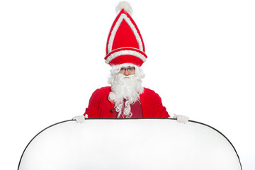 Santa Claus Holding Blank Banner 
