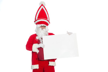 Santa Claus Holding Blank Banner 
