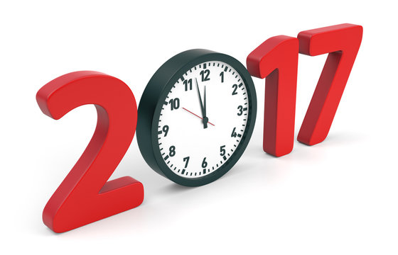 Happy New Year 2017 concept with clock